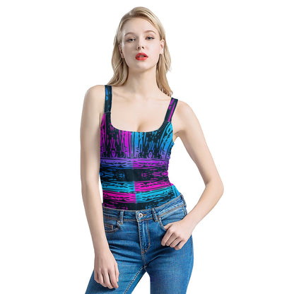 San Marcos Plaid Blue and Purple Women's One-Piece Halterneck Swimsuit Women