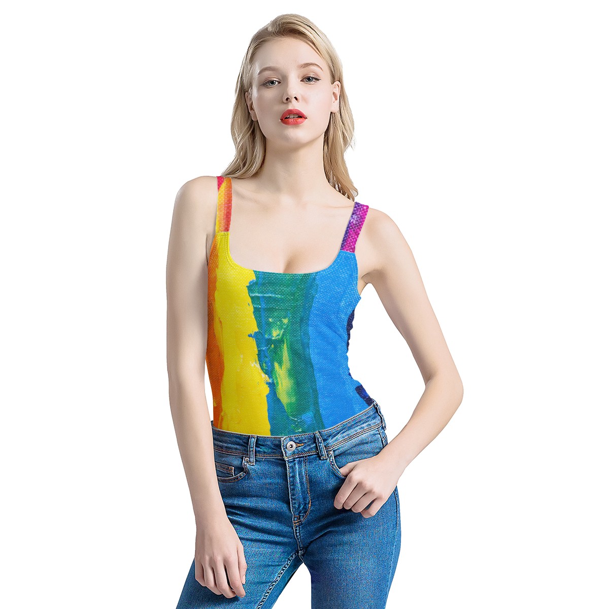 Rainbow Painting Women's One-Piece Halterneck Swimsuit Women