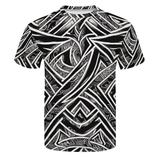 Black and White Polynesian New Men's All Over Print T-shirt