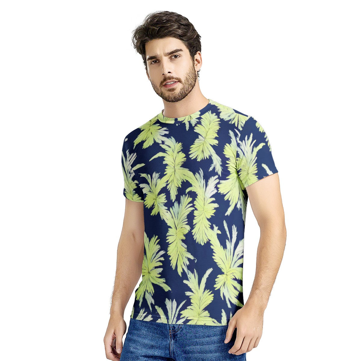 Puakenikeni - Lime Green and Black New Men's All Over Print T-shirt - Luxtrini, LLC