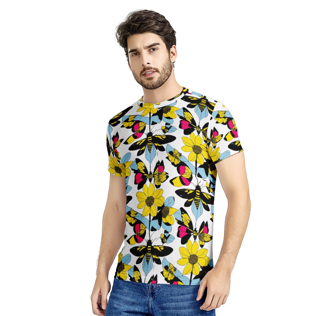 Bees and Sunflowers New Men's All Over Print T-shirt