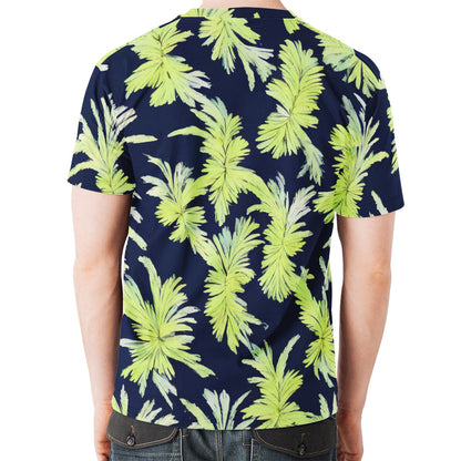 Puakenikeni - Lime Green and Black New Men's All Over Print T-shirt - Luxtrini, LLC