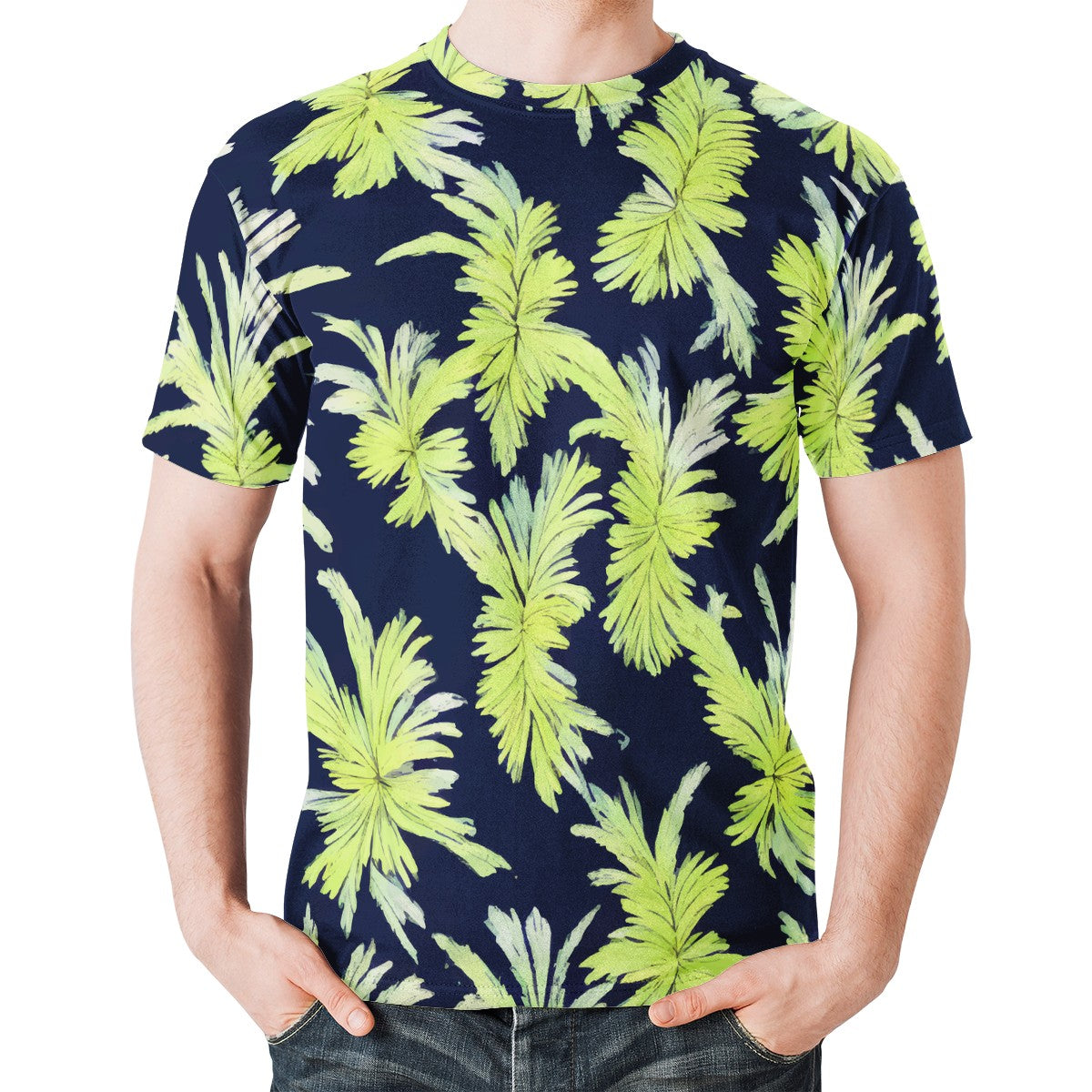 Puakenikeni - Lime Green and Black New Men's All Over Print T-shirt - Luxtrini, LLC