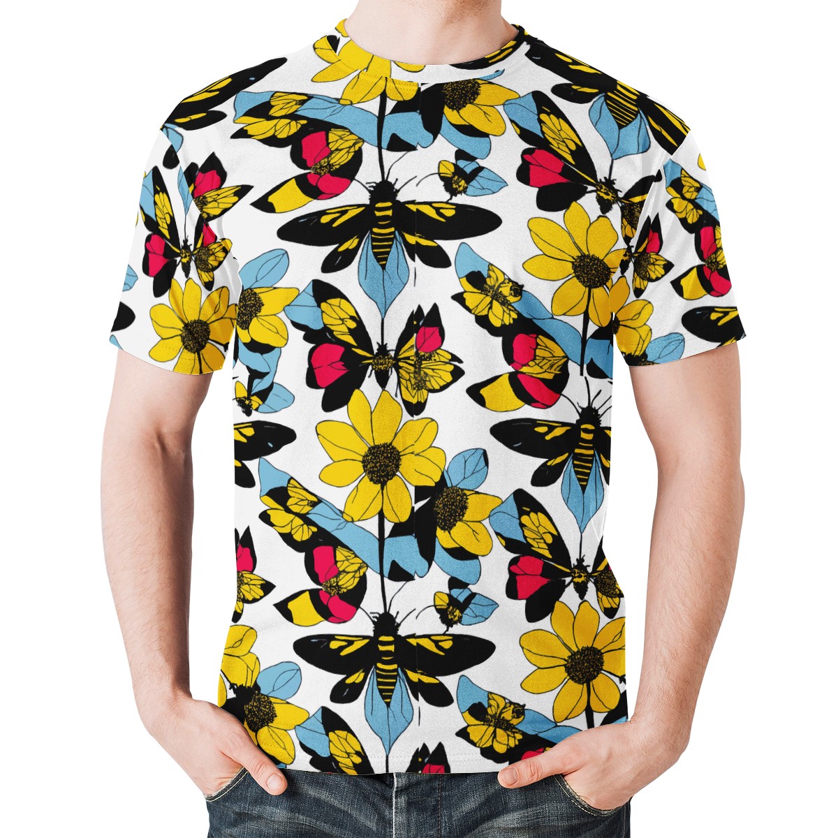 Bees and Sunflowers New Men's All Over Print T-shirt