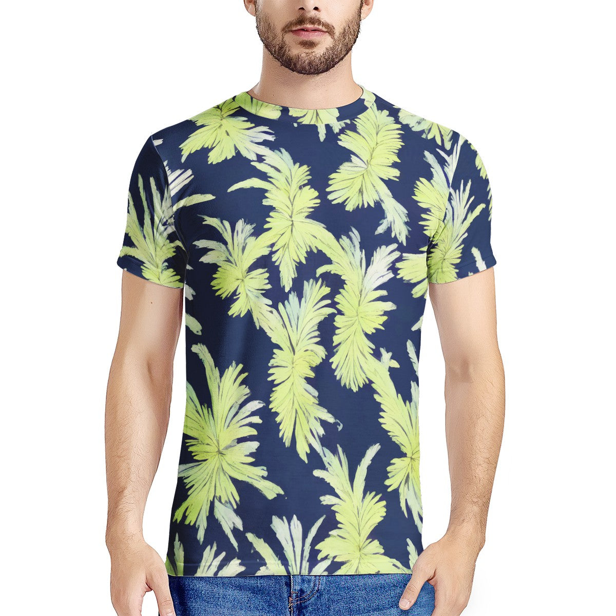 Puakenikeni - Lime Green and Black New Men's All Over Print T-shirt - Luxtrini, LLC