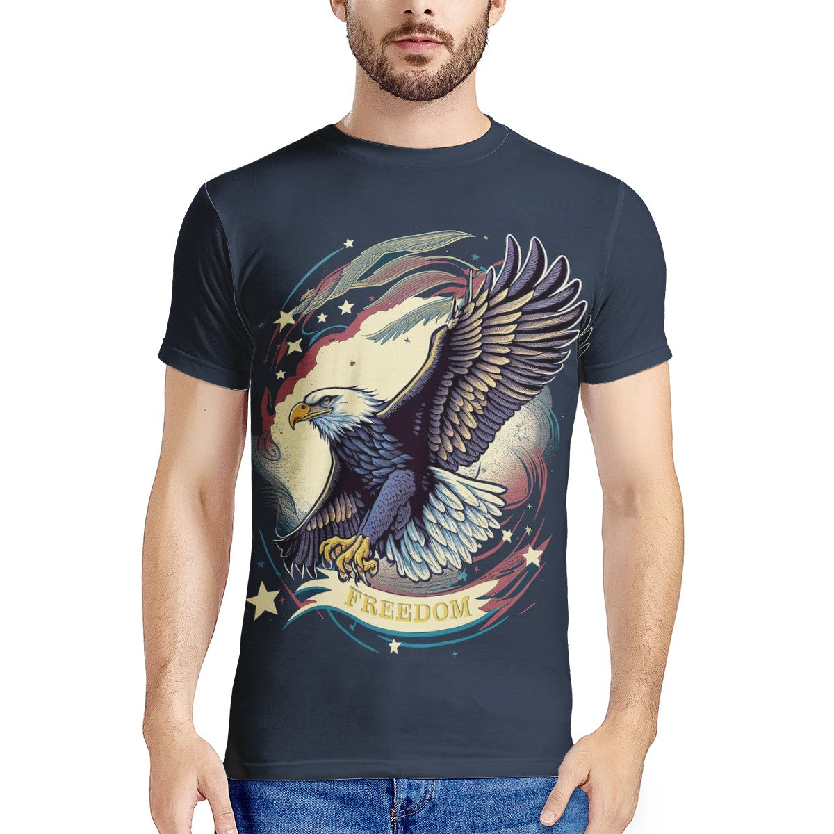 Freedom Flyer: Celebrating the Bald Eagle as a Symbol of Freedom and Strength in the USA New Men's All Over Print T-shirt