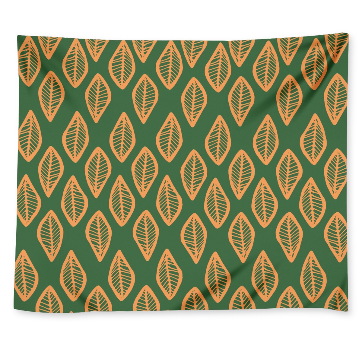 African Mud Cloth #16 Green and Orange Wall Tapestry