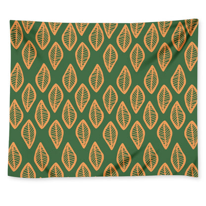African Mud Cloth #16 Green and Orange Wall Tapestry