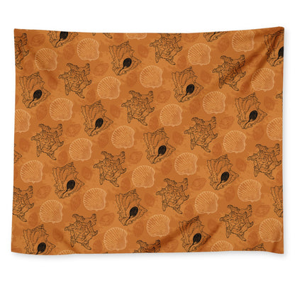 Sea Shell Ocean Design in Orange Wall Tapestry
