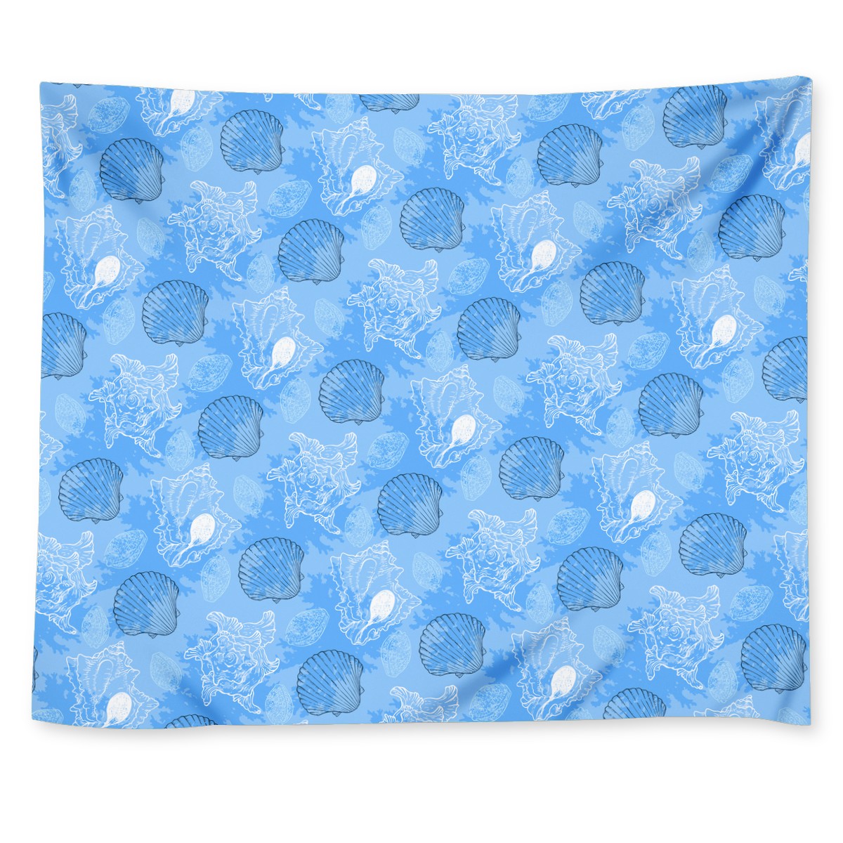 Blue Seashell Ocean Wall Tapestry