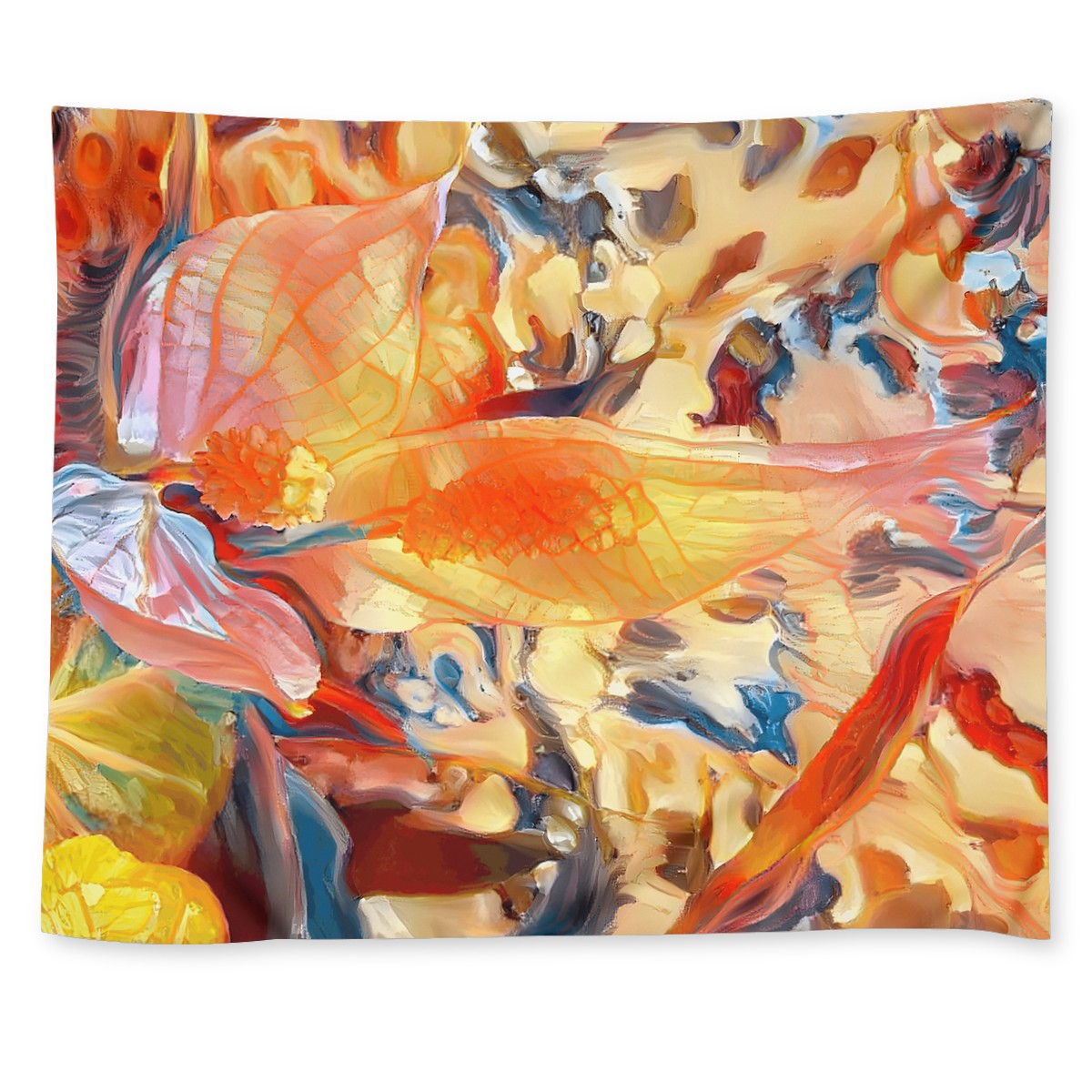 Golden Peace Lily Wall Tapestry