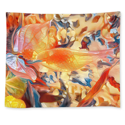 Golden Peace Lily Wall Tapestry