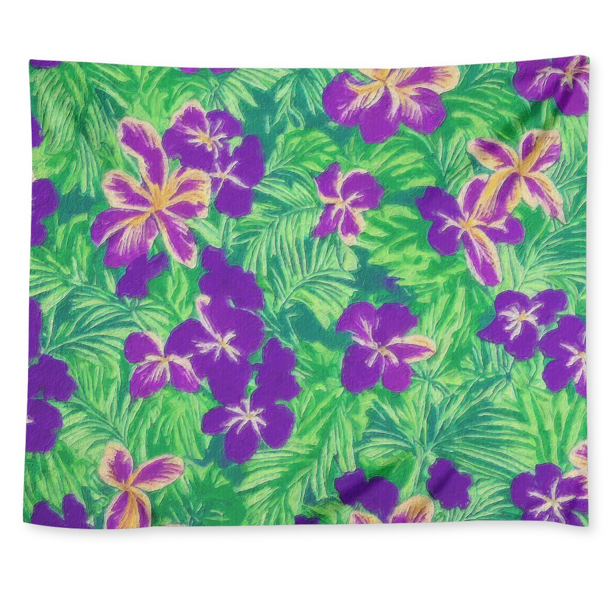 Blue Flag Iris on Green Wall Tapestry - Luxtrini, LLC