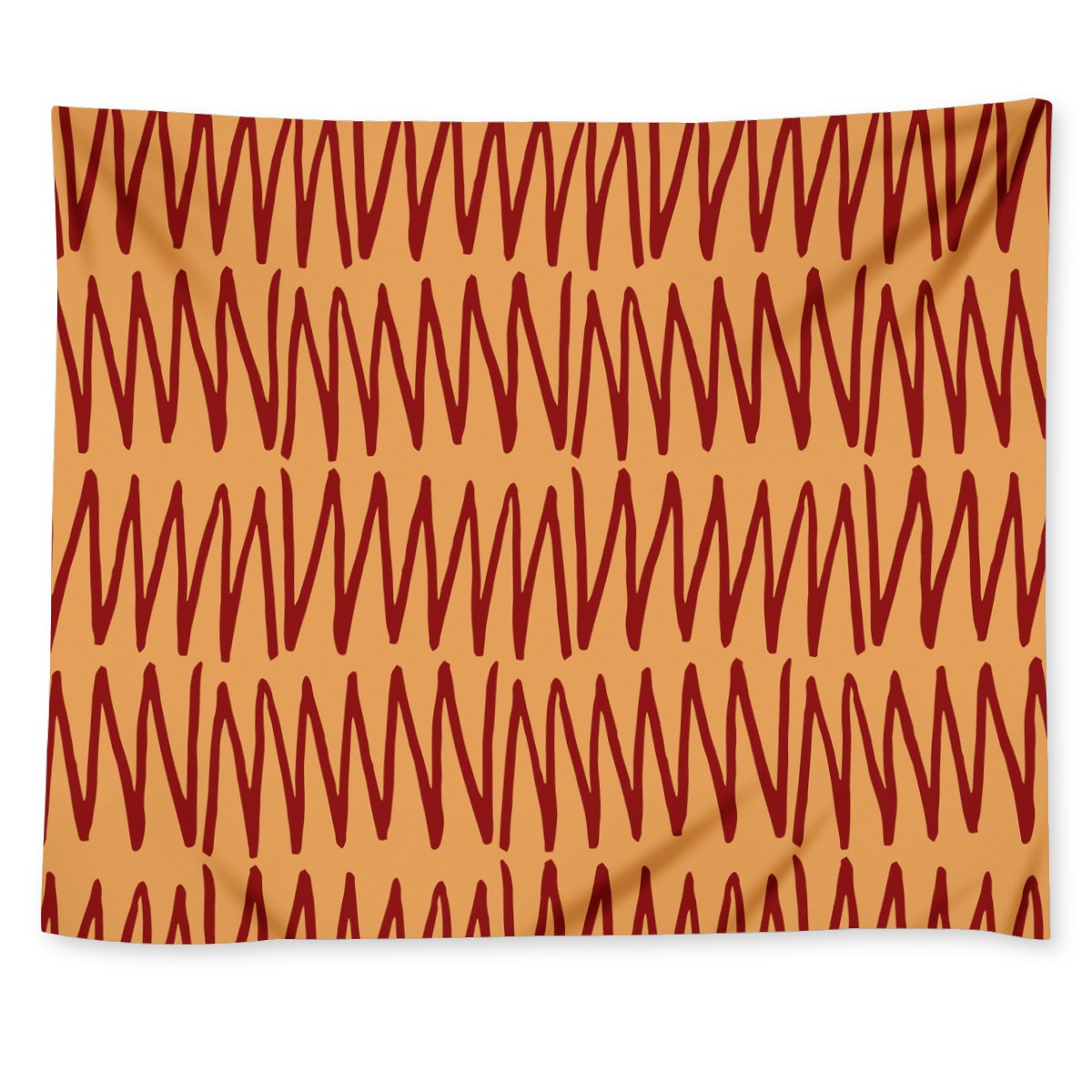 African Ethnic Mudcloth Orange Wall Tapestry