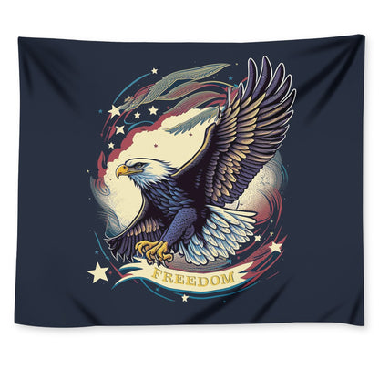 Freedom Flyer: Celebrating the Bald Eagle as a Symbol of Freedom and Strength in the USA Wall Tapestry Universal