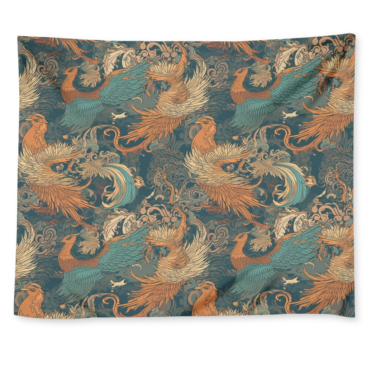 Majestic Dragon and Graceful Phoenix Wall Tapestry