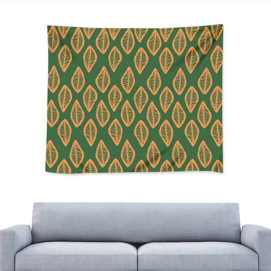 African Mud Cloth #16 Green and Orange Wall Tapestry Universal