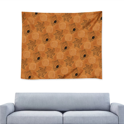 Sea Shell Ocean Design in Orange Wall Tapestry Universal