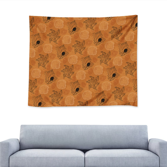Sea Shell Ocean Design in Orange Wall Tapestry Universal