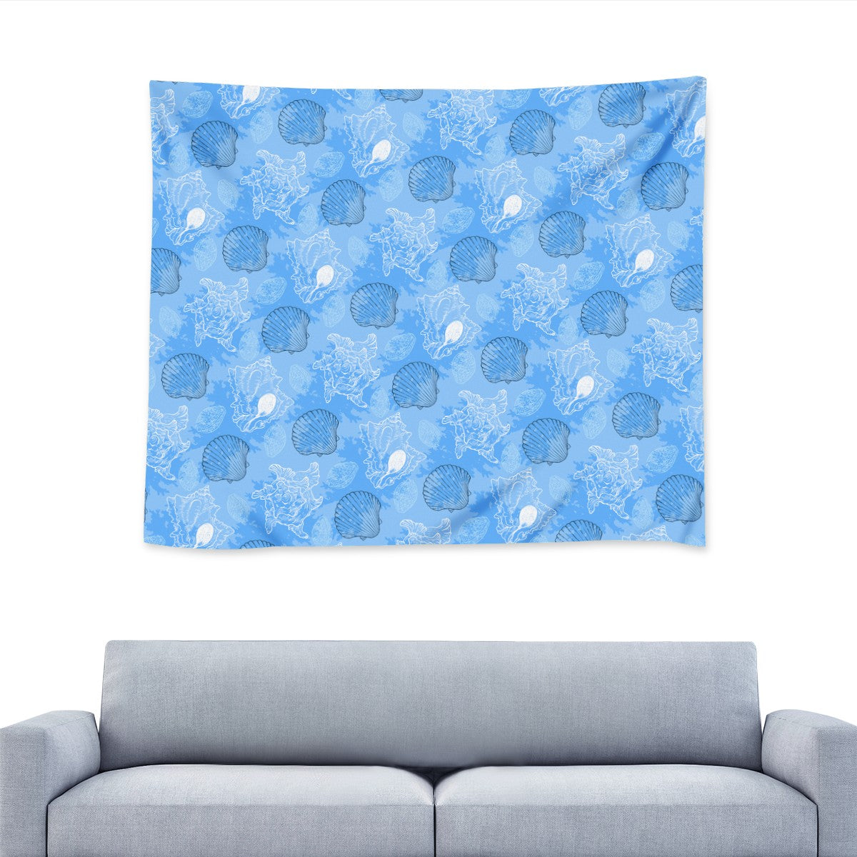 Blue Seashell Ocean Wall Tapestry Universal