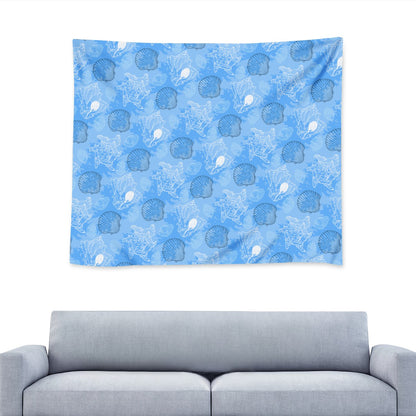 Blue Seashell Ocean Wall Tapestry Universal