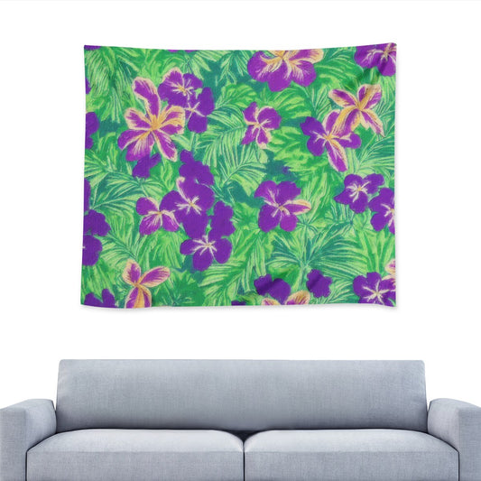 Blue Flag Iris on Green Wall Tapestry - Luxtrini, LLC