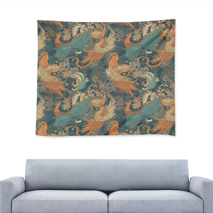 Majestic Dragon and Graceful Phoenix Wall Tapestry Universal