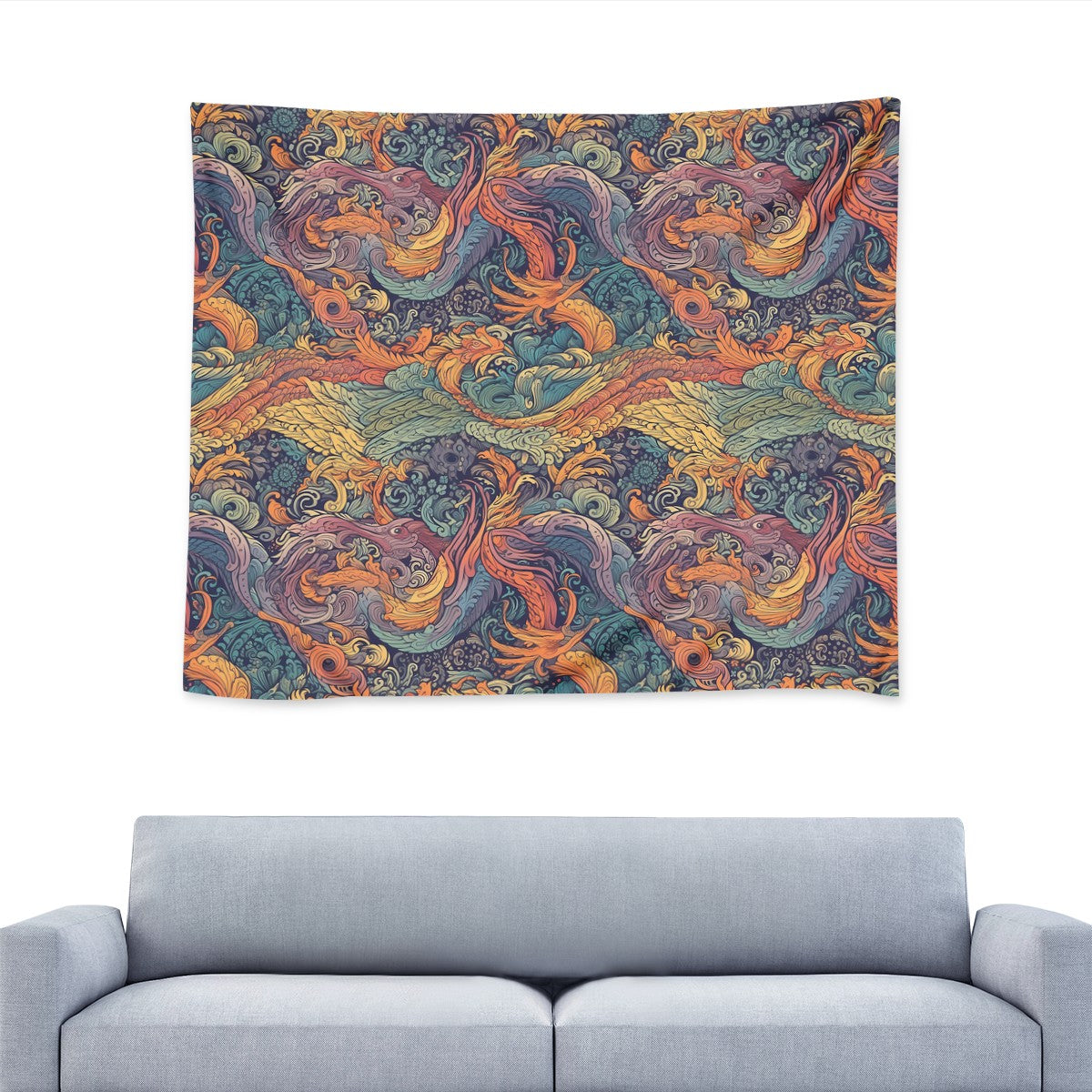 Majestic Dragon and Ethereal Phoenix Wall Tapestry Universal