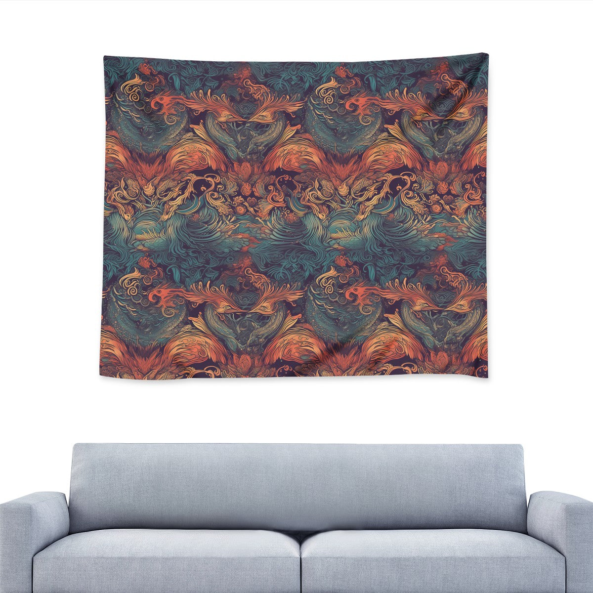 Majestic Dragon and Ethereal Phoenix Wall Tapestry Universal