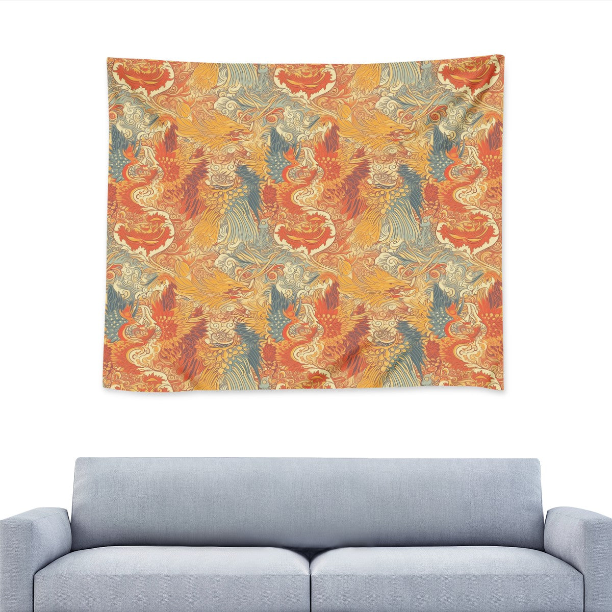 Experience the magic of ancient Chinese mythology with our exquisite Dragon and Phoenix Wall Tapestry