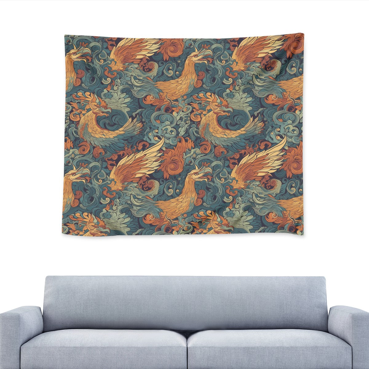 The Dragon and Phoenix are a harmonious duo, representing a balance of power and grace. Wall Tapestry Universal