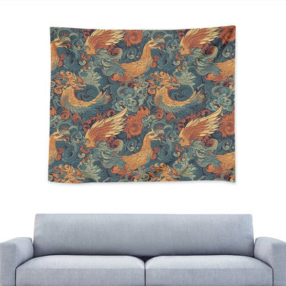 The Dragon and Phoenix are a harmonious duo, representing a balance of power and grace. Wall Tapestry Universal