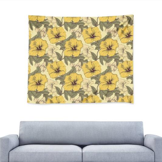Yellow Hibiscus Wall Tapestry Universal