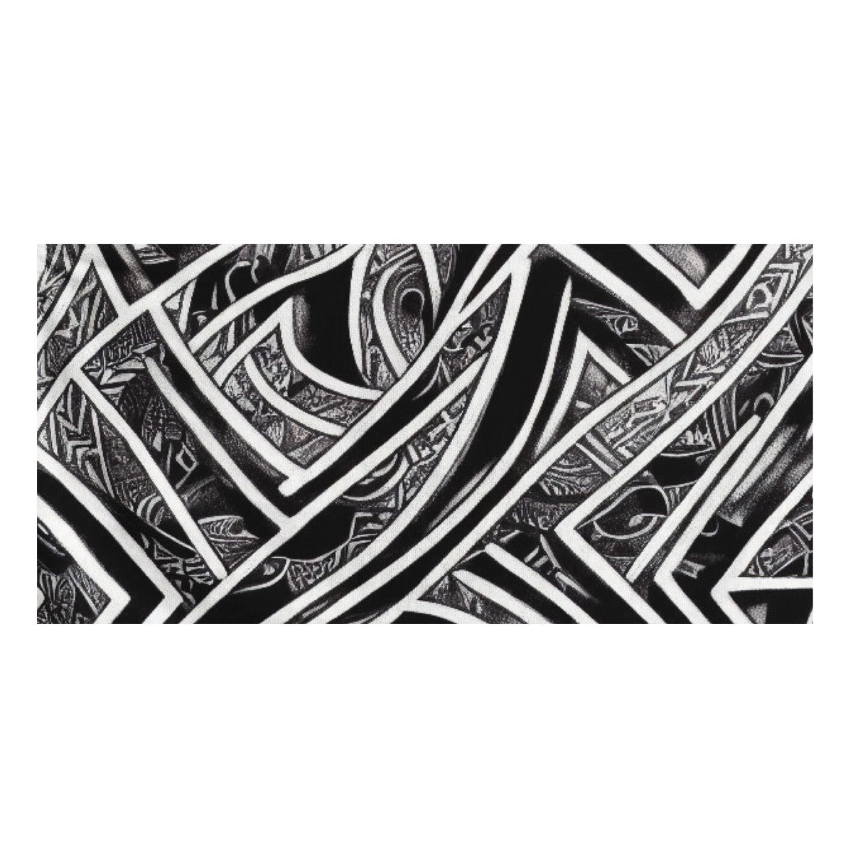 Black and White Polynesian Bath Towel