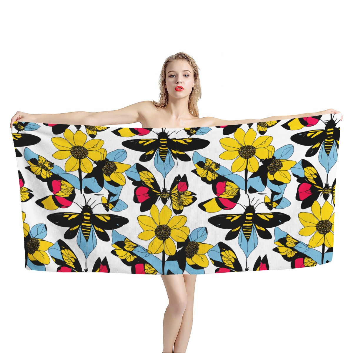 Bees and Sunflowers Bath Towel