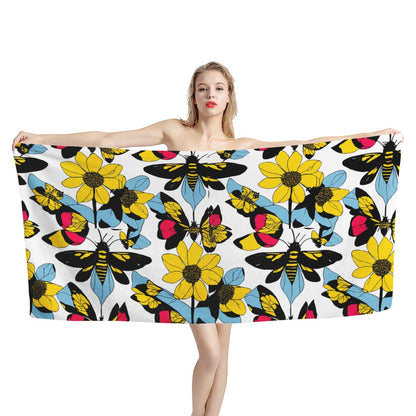 Bees and Sunflowers Bath Towel