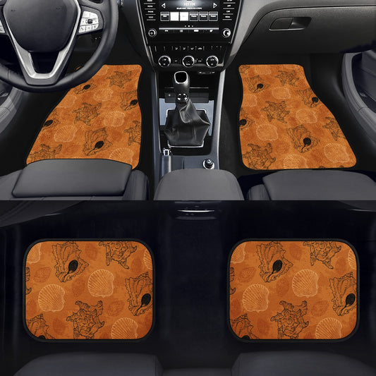 SeaShell Ocean in Orange Car Floor Mats