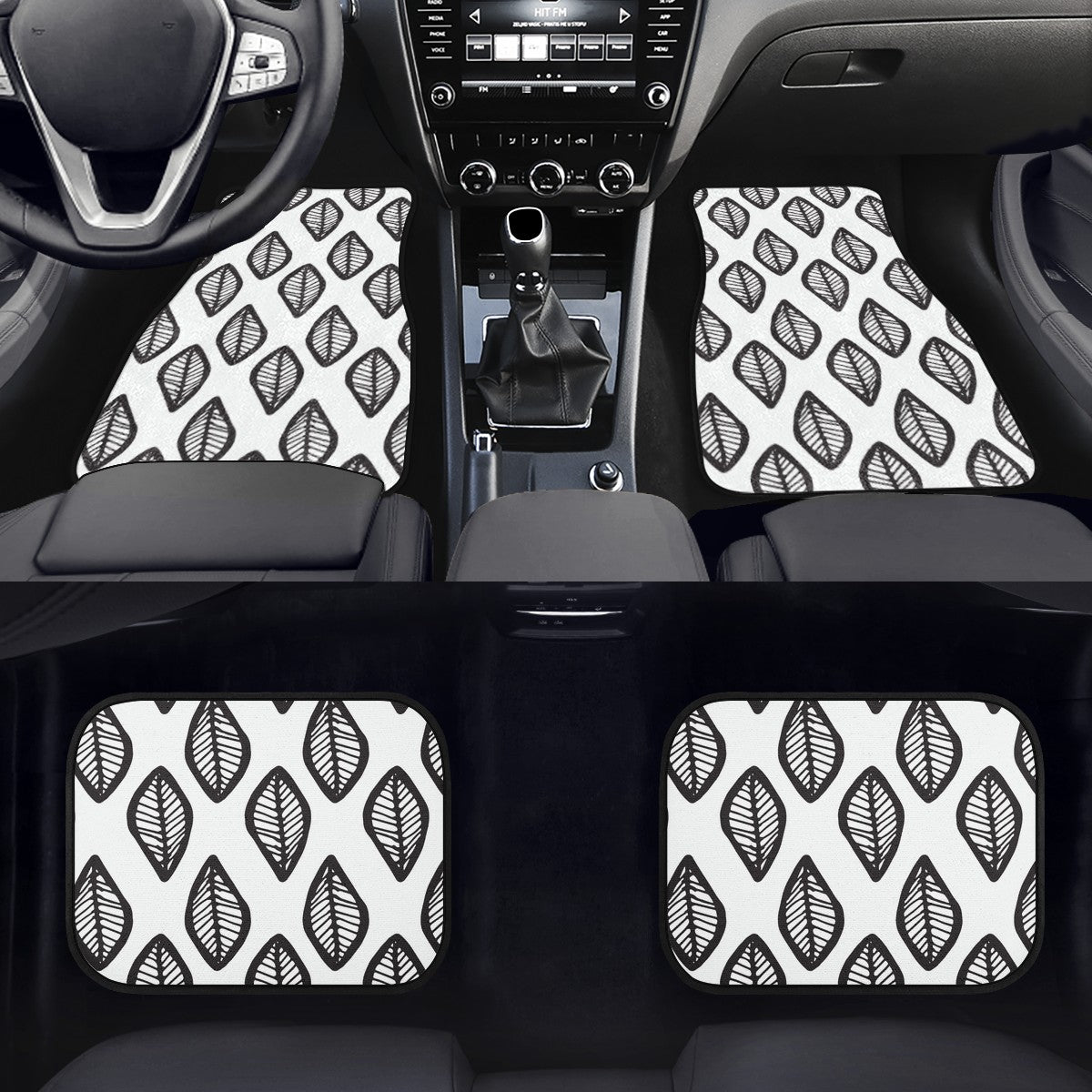 African | Ethnic | Mudcloth | #16 Black and White Car Floor Mats