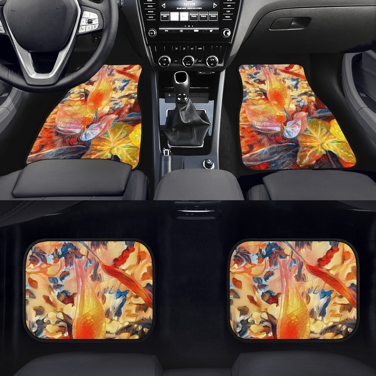 Golden Peace Lily Car Floor Mats