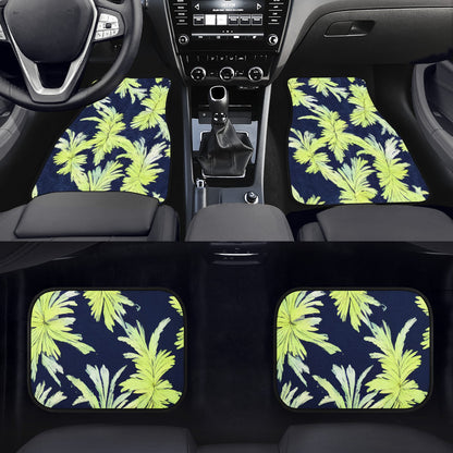 Palm Fronds - Lime Green and Black Car Floor Mats