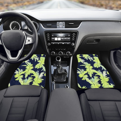 Palm Fronds - Lime Green and Black Car Floor Mats