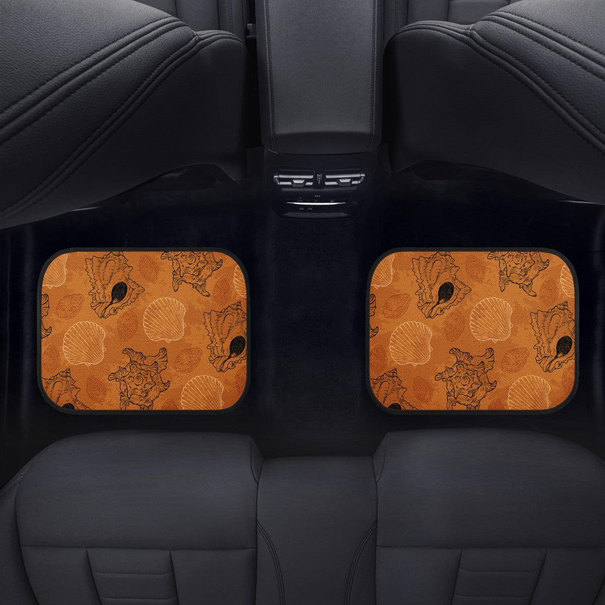 SeaShell Ocean in Orange Car Floor Mats