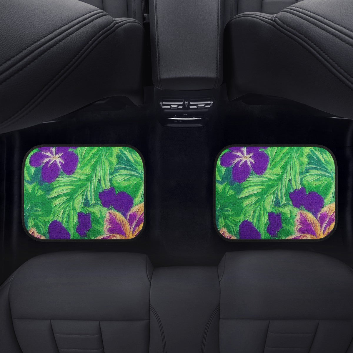 Blue Flag Iris on Green Car Floor Mats - Luxtrini, LLC