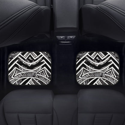 Black and White Polynesian Car Floor Mats