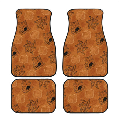 SeaShell Ocean in Orange Car Floor Mats