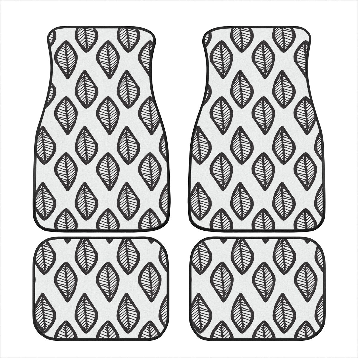 African | Ethnic | Mudcloth | #16 Black and White Car Floor Mats