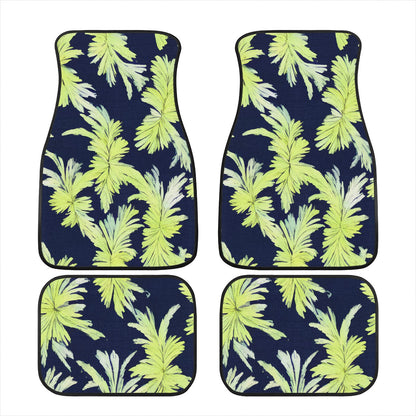 Palm Fronds - Lime Green and Black Car Floor Mats