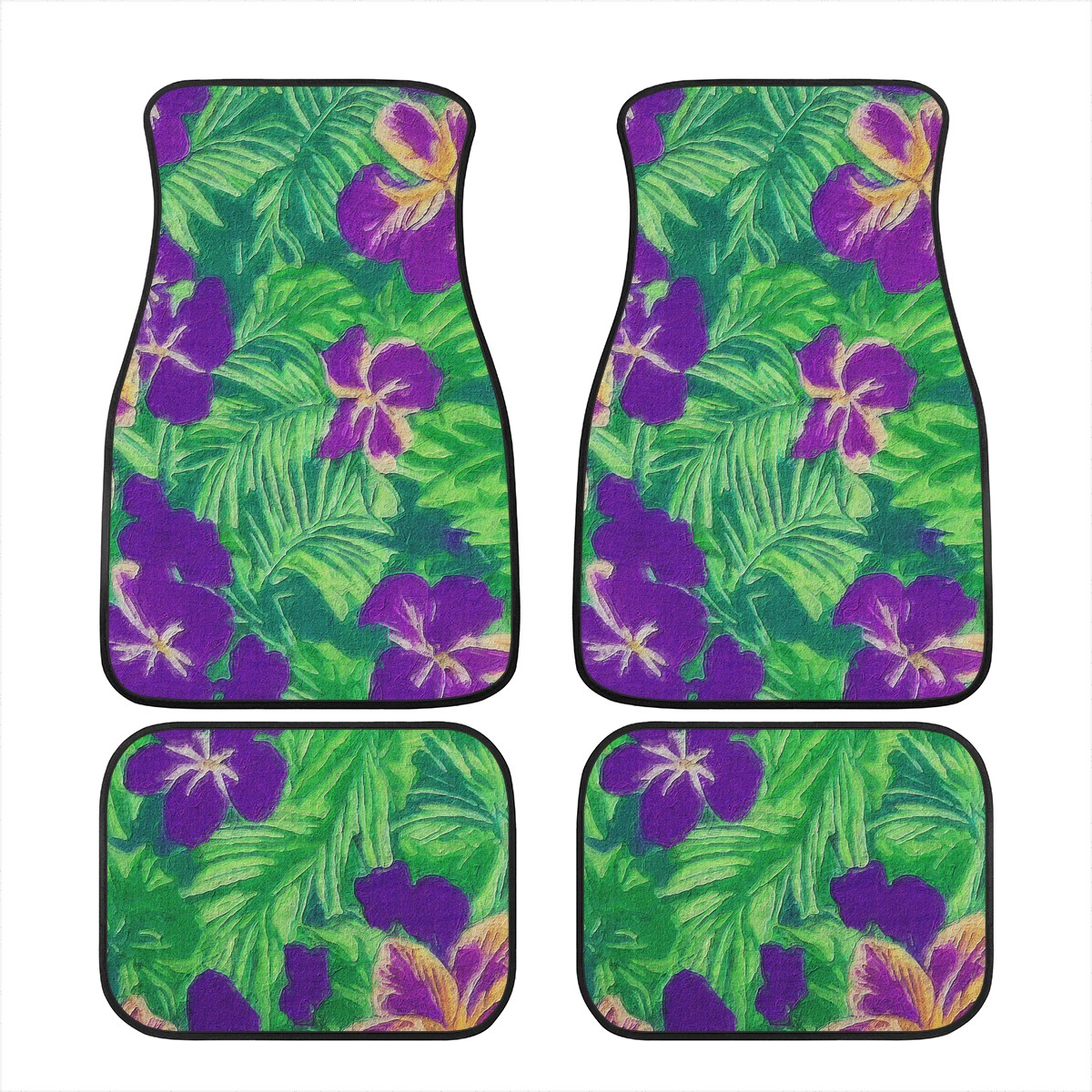 Blue Flag Iris on Green Car Floor Mats - Luxtrini, LLC