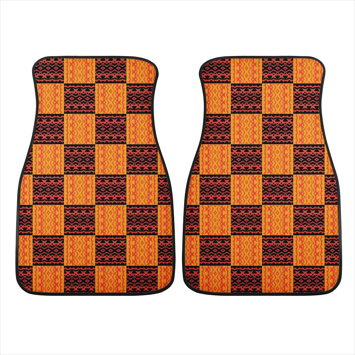 Black and Orange Tribal Design - Car Floor Mats