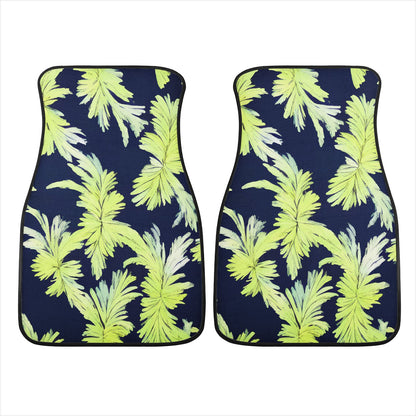 Palm Fronds - Lime Green and Black Car Floor Mats